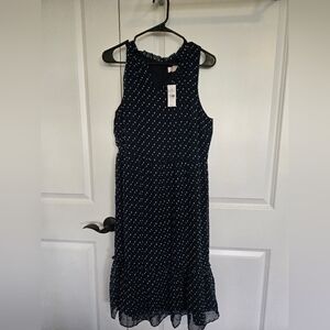 NWT Loft outlet Navy blue dot dress
